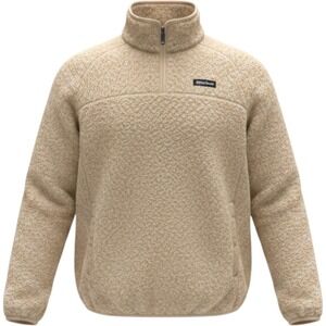 Simply Southern Mens Tan Sherpa Fleece Quarter Zip Pullover Sweater Large